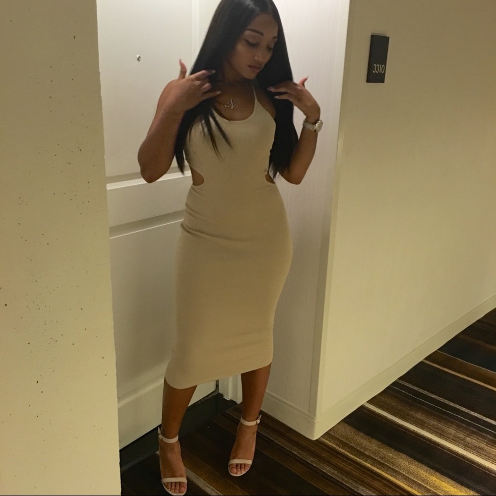 Nude midi dress